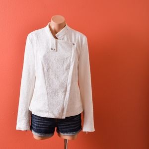 Robert Rodriguez Asymmetrical White Floral Jacket